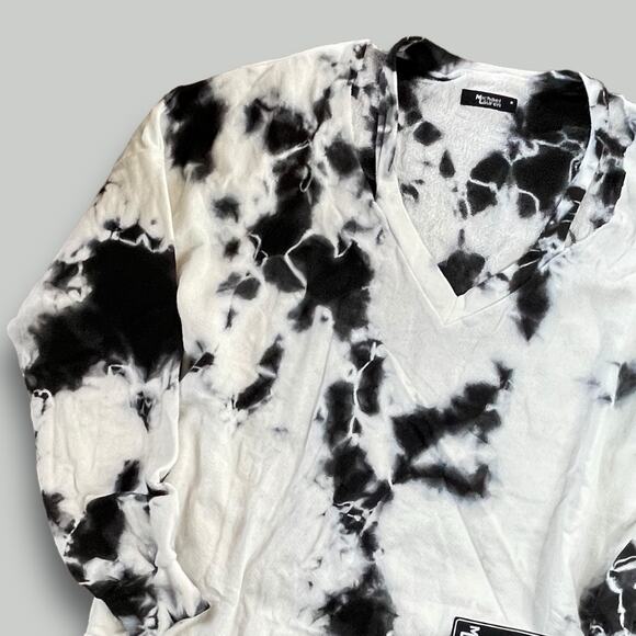 MICHAEL LAUREN NWT SWANSON BOHO HIPPIE TIE DYE CUTOUT SWEATSHIRT BLACK MEDIUM - Picture 3 of 10